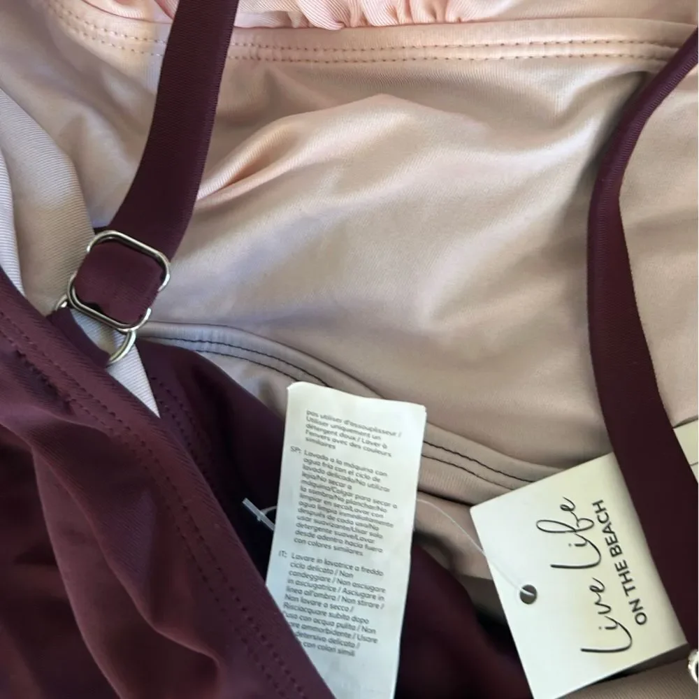 Cupshe Women's Ruched Cross Back Swim Dress, Size Small, Purple, NWT_5